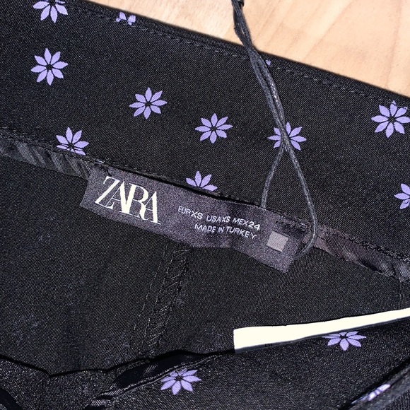 ZARA Flower Print High Waisted Stretch Pants - Picture 8 of 8